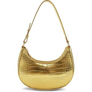 Women Gold Retro Classic Clutch Shoulder Tote Hand Bag With Zipper Closure